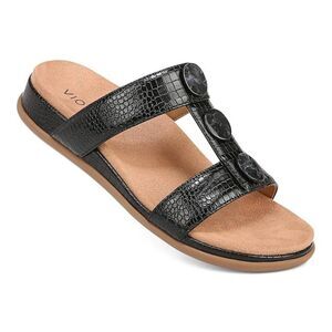 NEW Vionic Serra T-Strap Slip-on Supportive Sandal Black Size 9 Wide